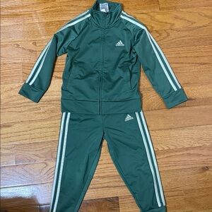 Kids Green Adidas Tracksuit  Set